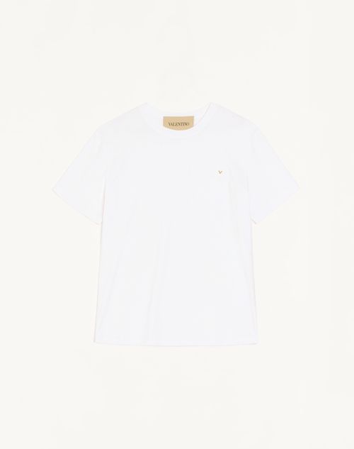 Valentino - Valentino Cotton T-shirt With Vgold - White - Man - T-shirts And Sweatshirts